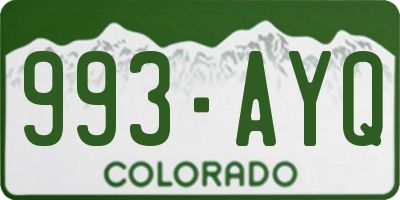 CO license plate 993AYQ