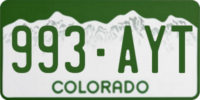 CO license plate 993AYT