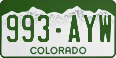 CO license plate 993AYW