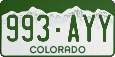 CO license plate 993AYY