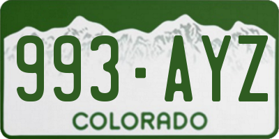 CO license plate 993AYZ