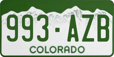 CO license plate 993AZB