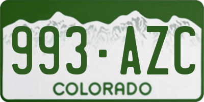 CO license plate 993AZC