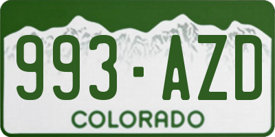 CO license plate 993AZD