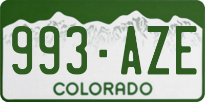 CO license plate 993AZE