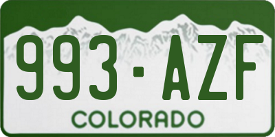 CO license plate 993AZF