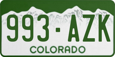 CO license plate 993AZK