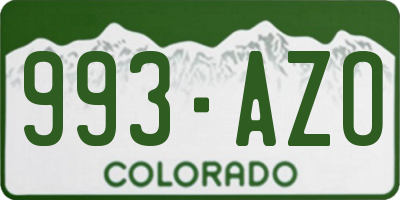 CO license plate 993AZO