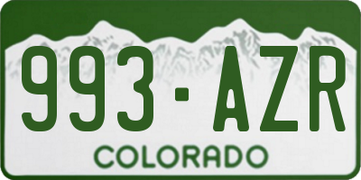 CO license plate 993AZR