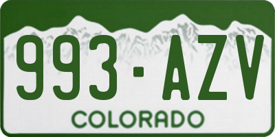 CO license plate 993AZV