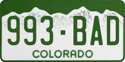 CO license plate 993BAD