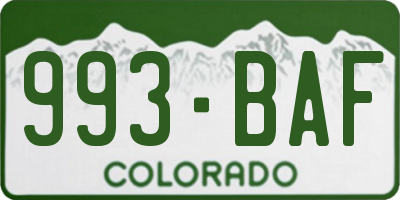 CO license plate 993BAF