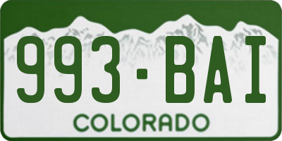 CO license plate 993BAI