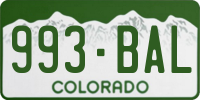 CO license plate 993BAL