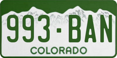 CO license plate 993BAN