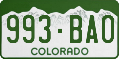 CO license plate 993BAO