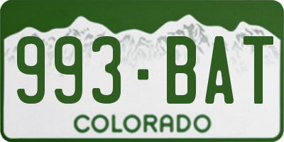 CO license plate 993BAT
