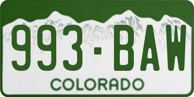 CO license plate 993BAW