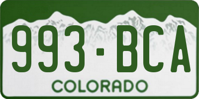 CO license plate 993BCA