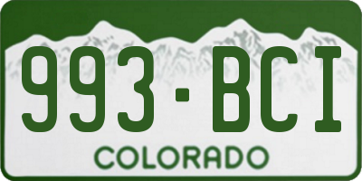 CO license plate 993BCI
