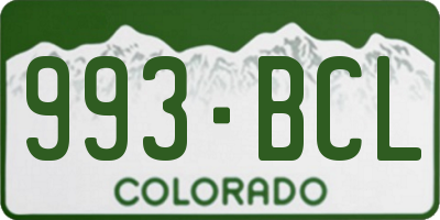 CO license plate 993BCL
