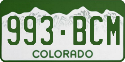 CO license plate 993BCM