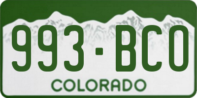 CO license plate 993BCO