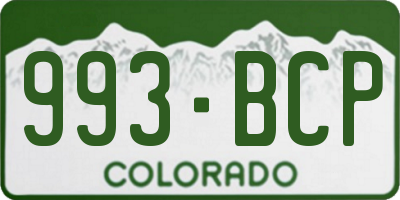 CO license plate 993BCP