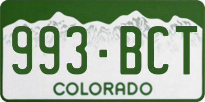 CO license plate 993BCT