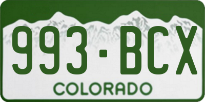 CO license plate 993BCX