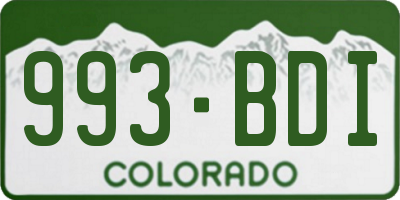 CO license plate 993BDI