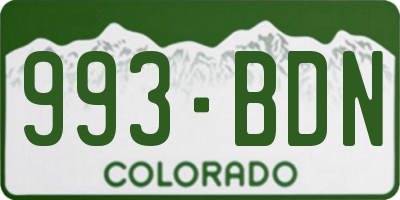 CO license plate 993BDN