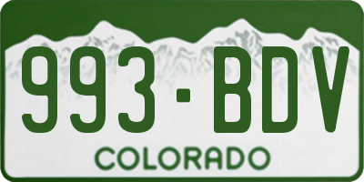 CO license plate 993BDV