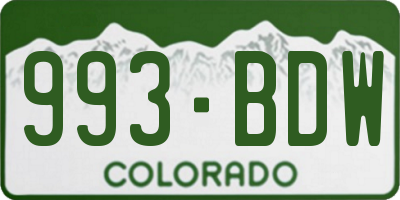 CO license plate 993BDW