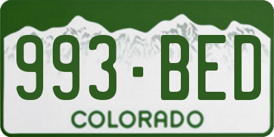 CO license plate 993BED