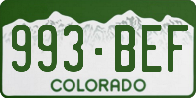 CO license plate 993BEF
