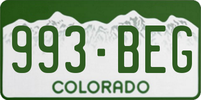CO license plate 993BEG