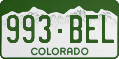 CO license plate 993BEL