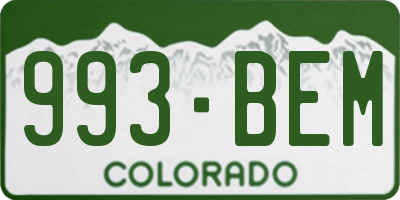 CO license plate 993BEM
