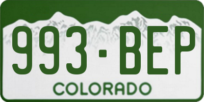CO license plate 993BEP