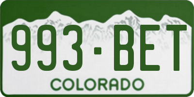 CO license plate 993BET