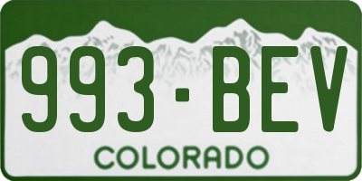 CO license plate 993BEV
