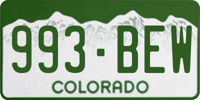 CO license plate 993BEW