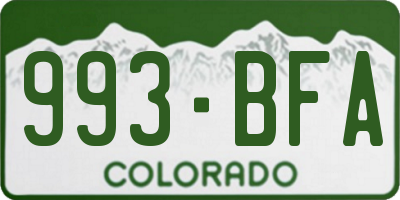 CO license plate 993BFA