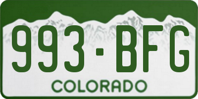 CO license plate 993BFG