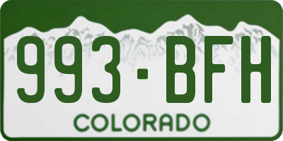 CO license plate 993BFH