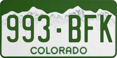 CO license plate 993BFK