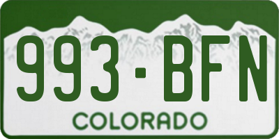 CO license plate 993BFN