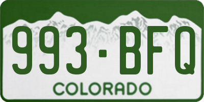 CO license plate 993BFQ