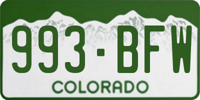CO license plate 993BFW